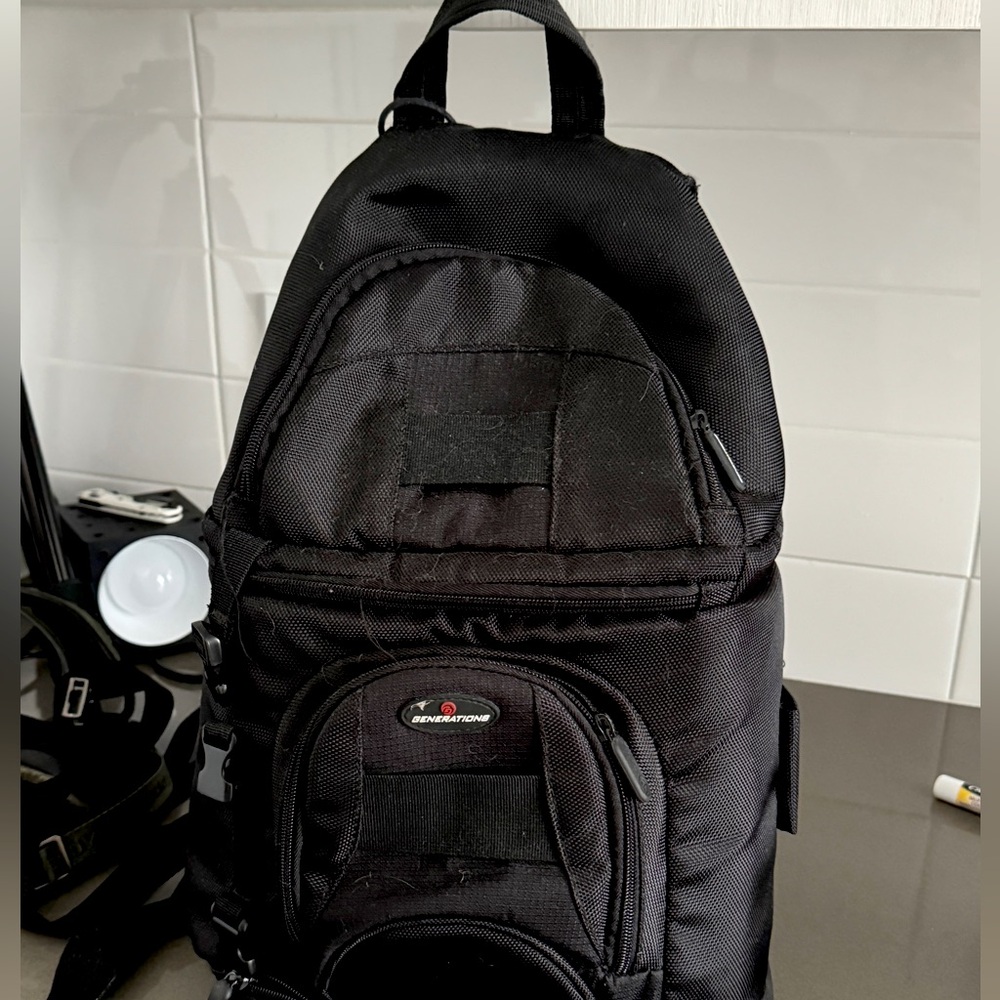 Generations Sling-Style Camera Bag with Weather Cover - Black- cross body